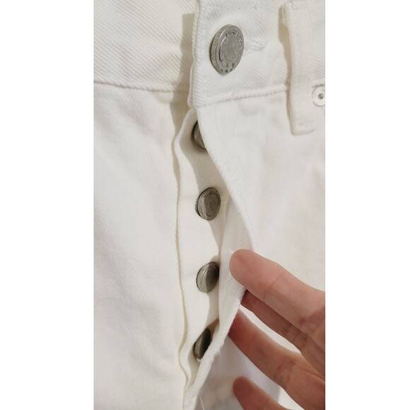 BlankNYC Button Fly Distressed High Rise Cut-Off Shorts White 29 - Picture 8 of 11